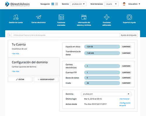 Panel de control directadmin